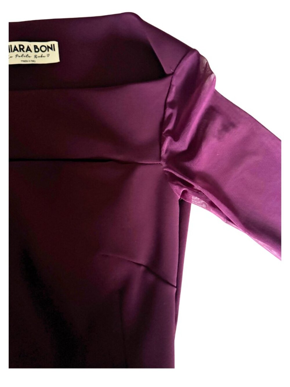 Chiara Boni La Petite Rob Kate Illusion Gown in Burgundy Size 2 - Picture 7 of 8